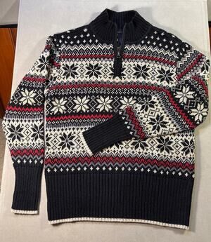Nomadic Traders Fair Isle Quarter zip Sweater.  Ladies Size Small